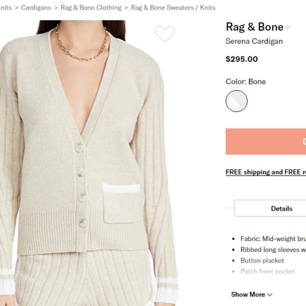 Rag & Bone Serena Wool Blend Cardigan